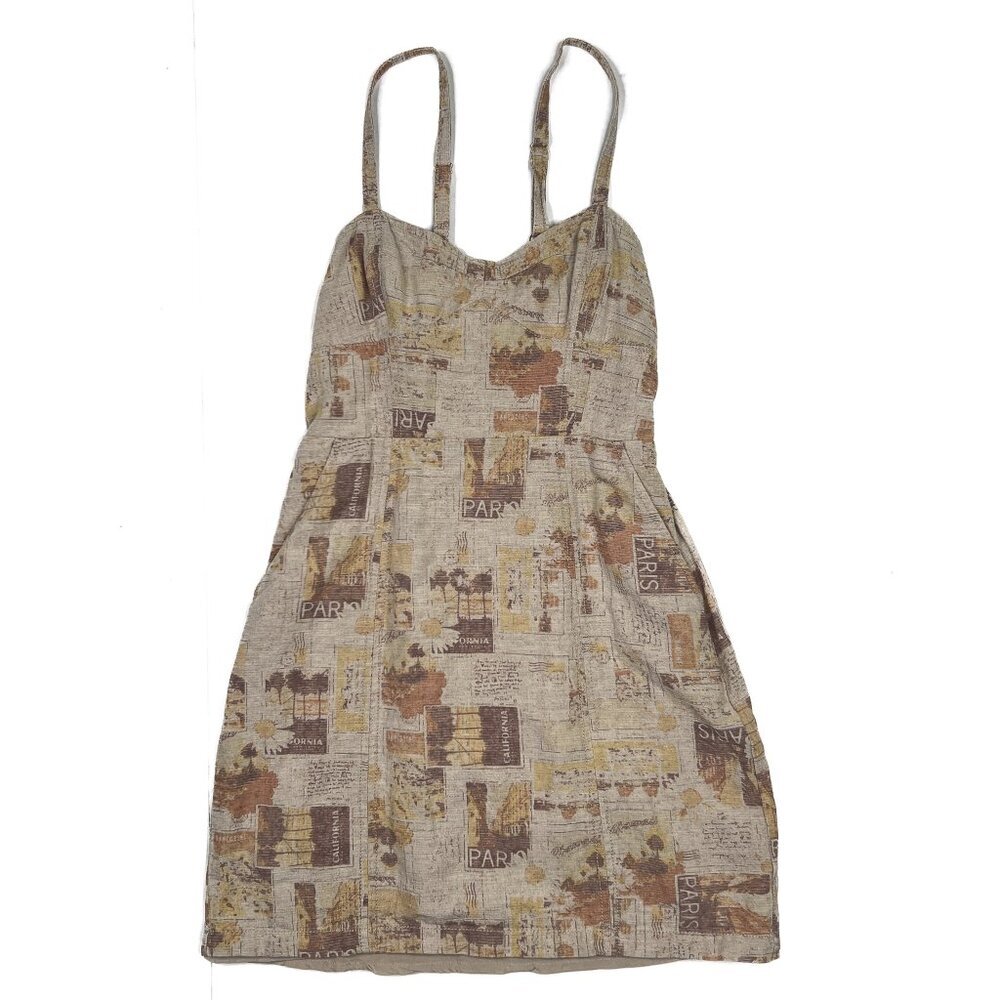 Urban Outfitters Sweet on You Linen-Blend Mini Dress Back Cutout Size S -‎ NWOT - Picture 4 of 10